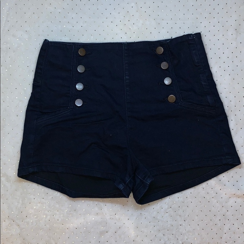 Navy High Waist Shorts